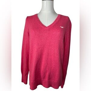 Hollister Bright Pink V-Neck Sweater